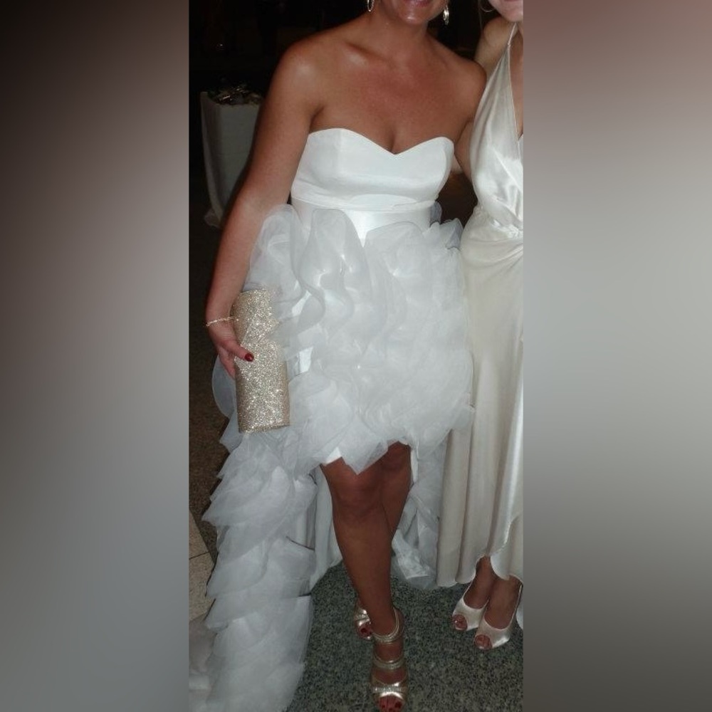 Jovani Ruffle Skirt High Low Bodice Strapless Dress, Sz 6